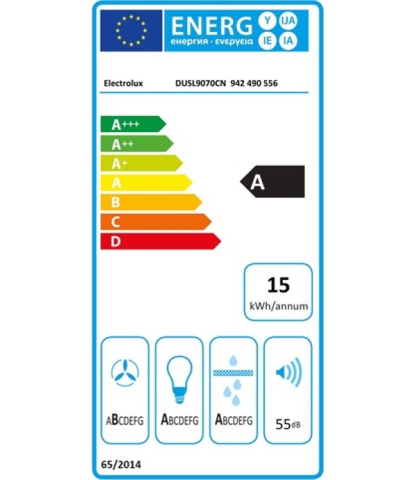 Абсорбатор Electrolux DUSL9070CN, 170 m3/h, Клас A, Ширина 90 см